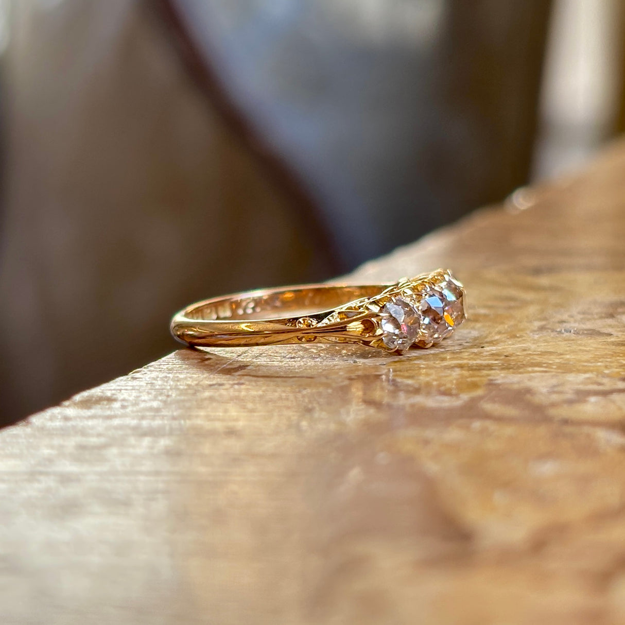Antique, Edwardian diamond half-hoop ring