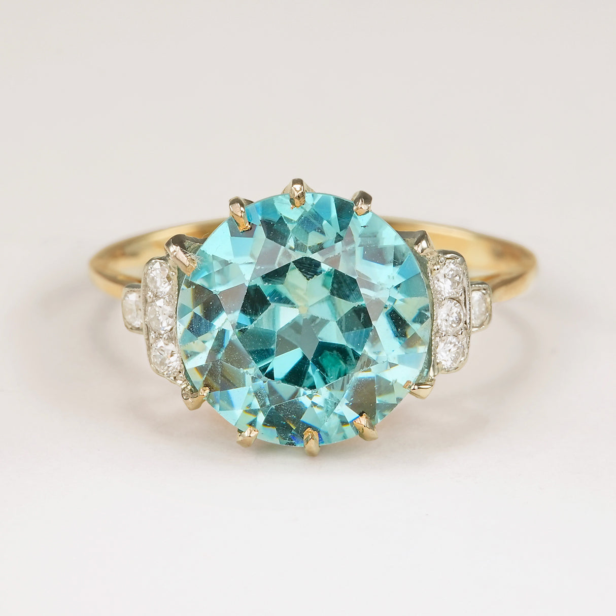 Antique, Edwardian 6.50ct zircon & diamond cocktail ring