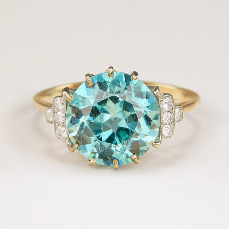 Antique, Edwardian 6.50ct zircon & diamond cocktail ring