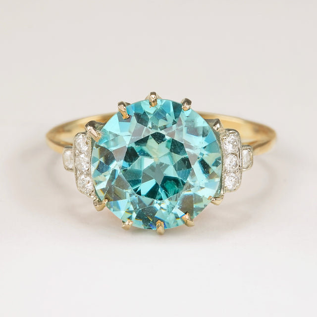 Antique, Edwardian 6.50ct zircon & diamond cocktail ring