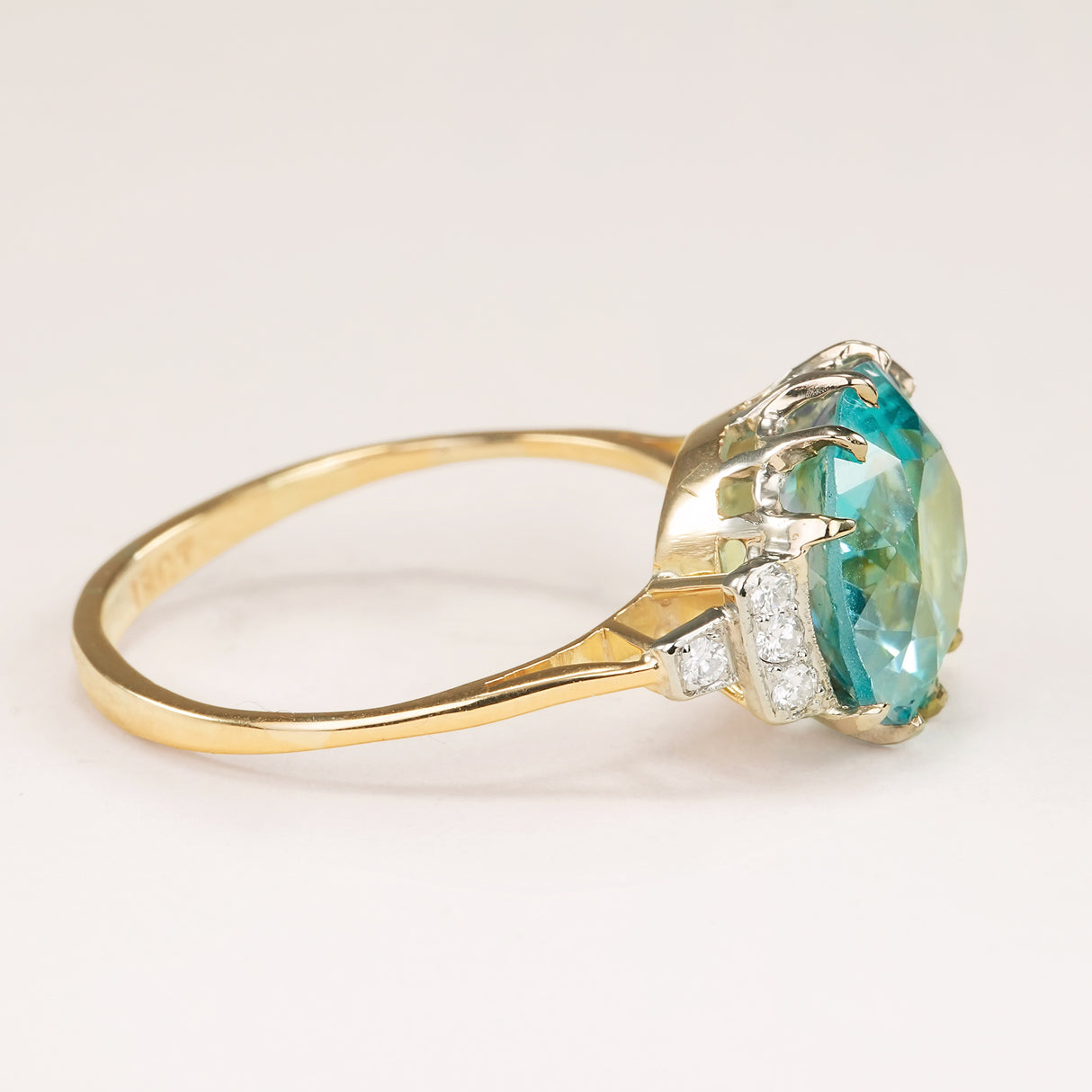 Antique, Edwardian 6.50ct zircon & diamond cocktail ring
