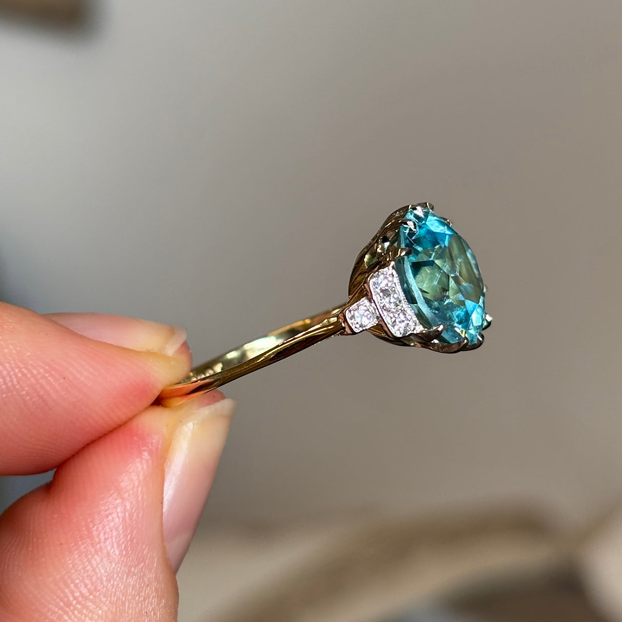 Antique, Edwardian zircon & diamond cocktail ring