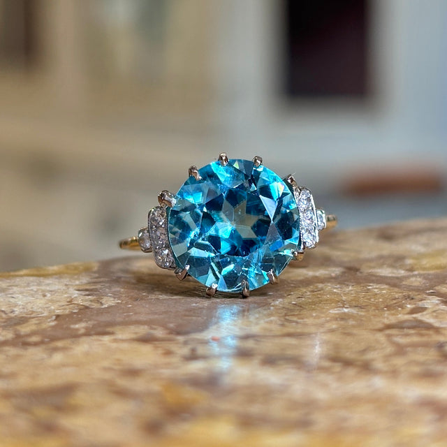 Antique, Edwardian zircon & diamond cocktail ring