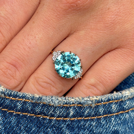 Antique, Edwardian zircon & diamond cocktail ring