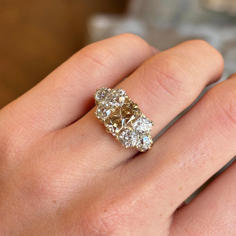 Antique, Victorian brown & white diamond cluster ring