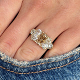 Antique, Victorian brown & white diamond cluster ring