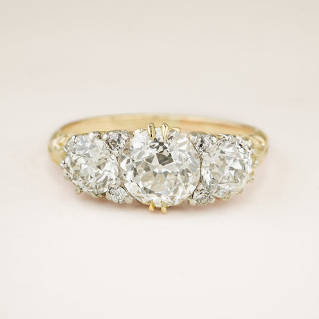 Antique, Victorian old-cut diamond three-stone ring