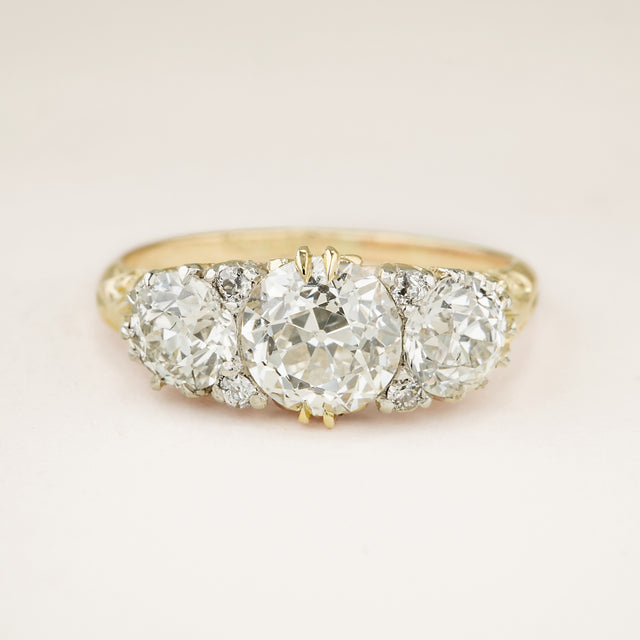 Antique, Victorian old-cut diamond three-stone ring