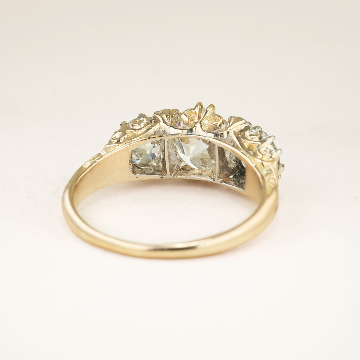 Antique, Victorian old-cut diamond three-stone ring