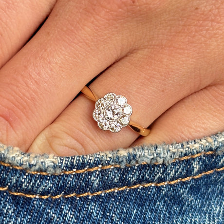 Antique Edwardian diamond daisy cluster ring