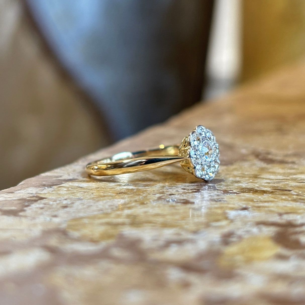 Antique Edwardian diamond daisy cluster ring