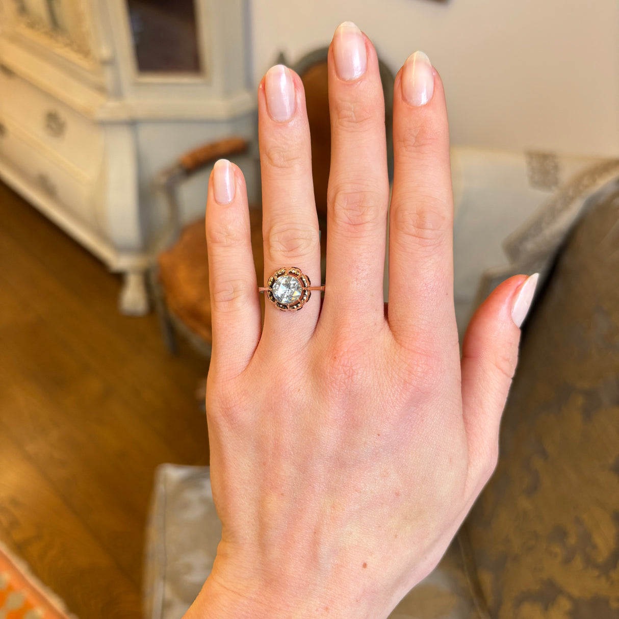 Antique, 19th century, Ottoman Empire rose-cut diamond solitaire ring