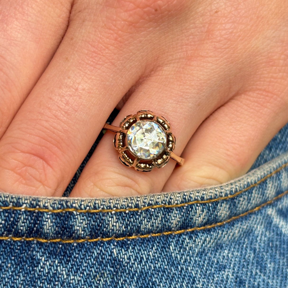 Antique, 19th century, Ottoman Empire rose-cut diamond solitaire ring