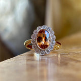 Vintage, 1950s citrine & diamond cluster ring