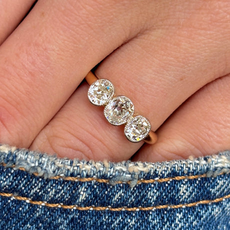 Antique, Victorian diamond three-stone ring