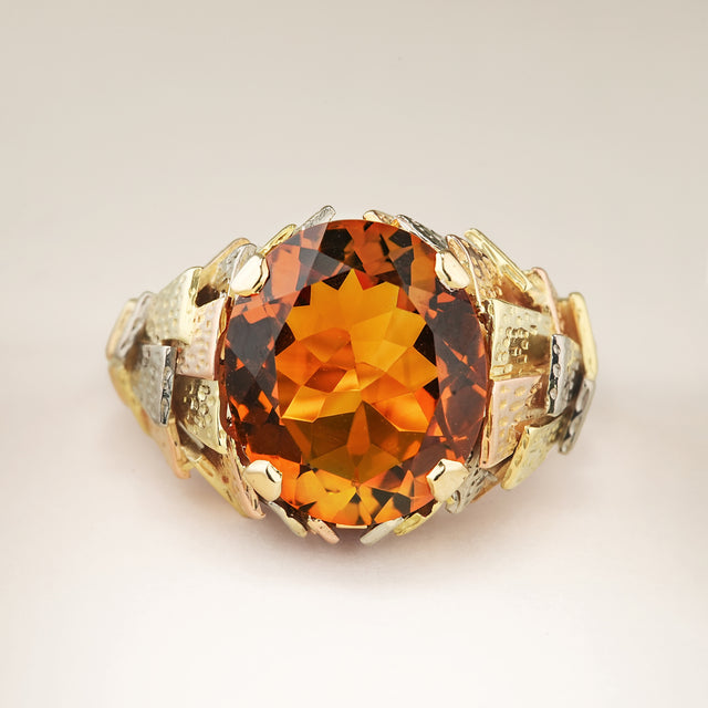 Vintage, 1970s citrine cocktail ring