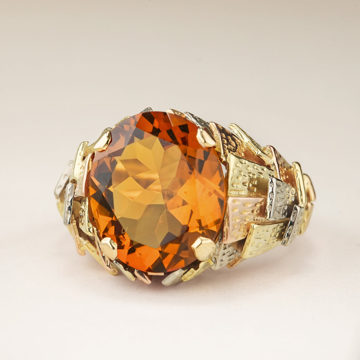 Vintage, 1970s citrine cocktail ring