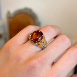 Vintage, 1970s citrine cocktail ring