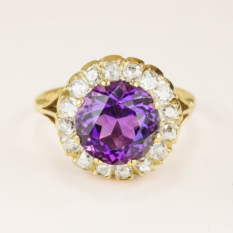 Antique, Victorian amethyst and diamond cocktail ring