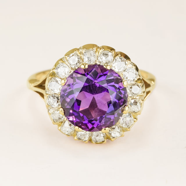 Antique, Victorian amethyst and diamond cocktail ring