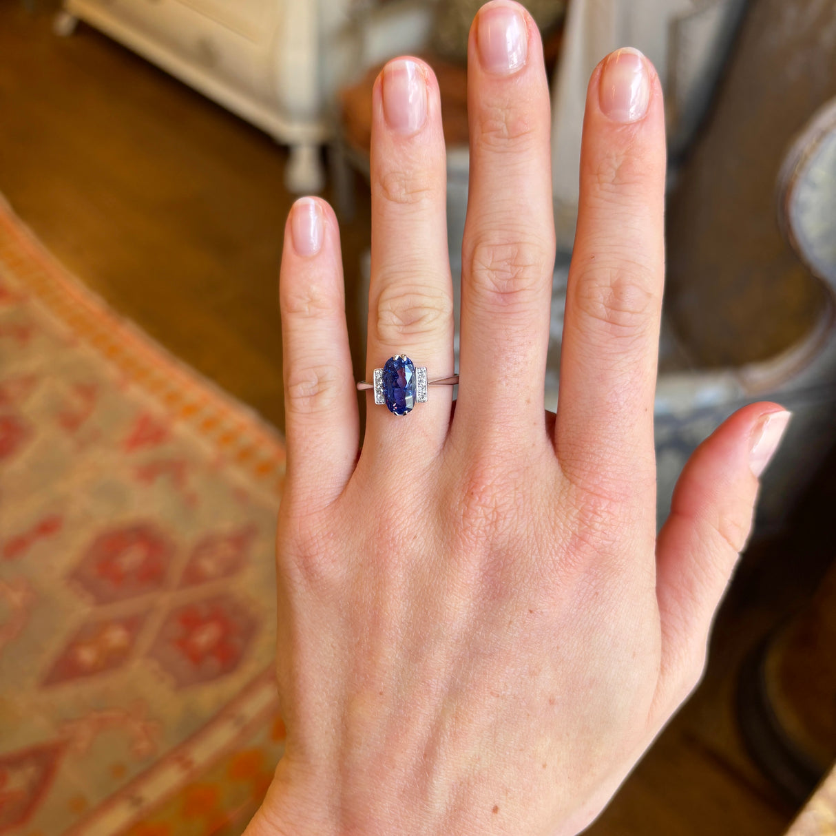 Vintage, Art Deco violet sapphire and diamond ring