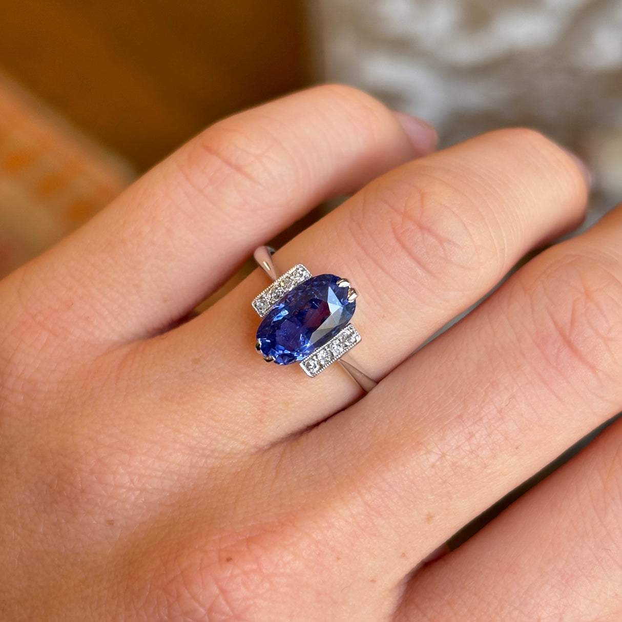 Vintage, Art Deco violet sapphire and diamond ring