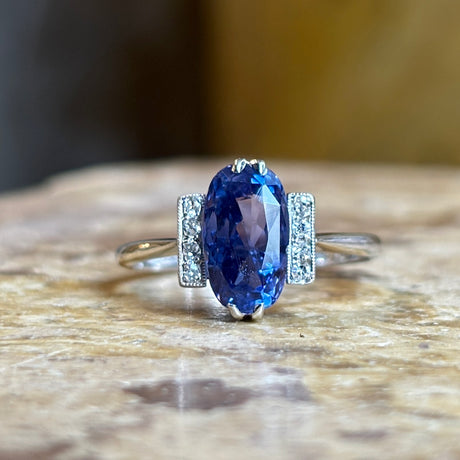Vintage, Art Deco violet sapphire and diamond ring