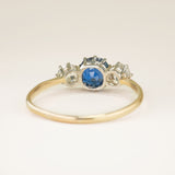 Antique, Edwardian Royal Blue sapphire & diamond three-stone ring