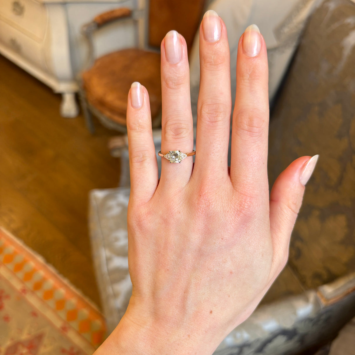 Diamond three-stone engagement ring