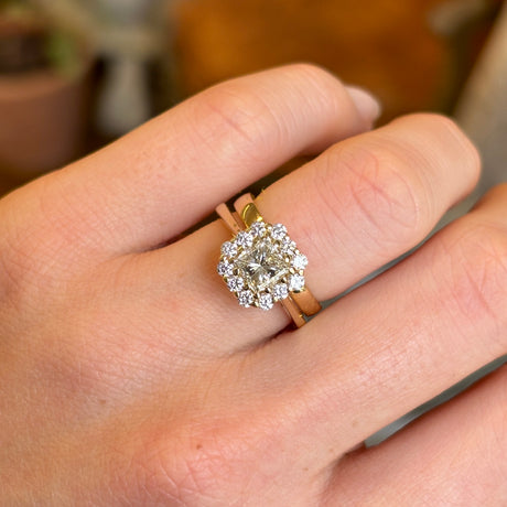 Diamond cluster engagement ring