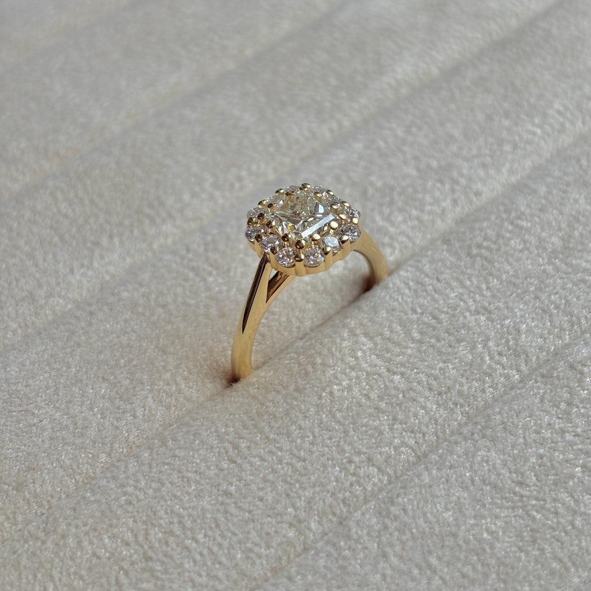 1ct Square step-cut Diamond cluster engagement ring