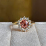 Orange Sapphire and Diamond Cluster Engagement Ring