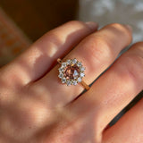 Orange Sapphire and Diamond Cluster Engagement Ring