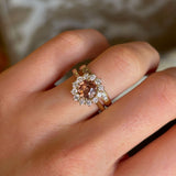 Orange Sapphire and Diamond Cluster Engagement Ring