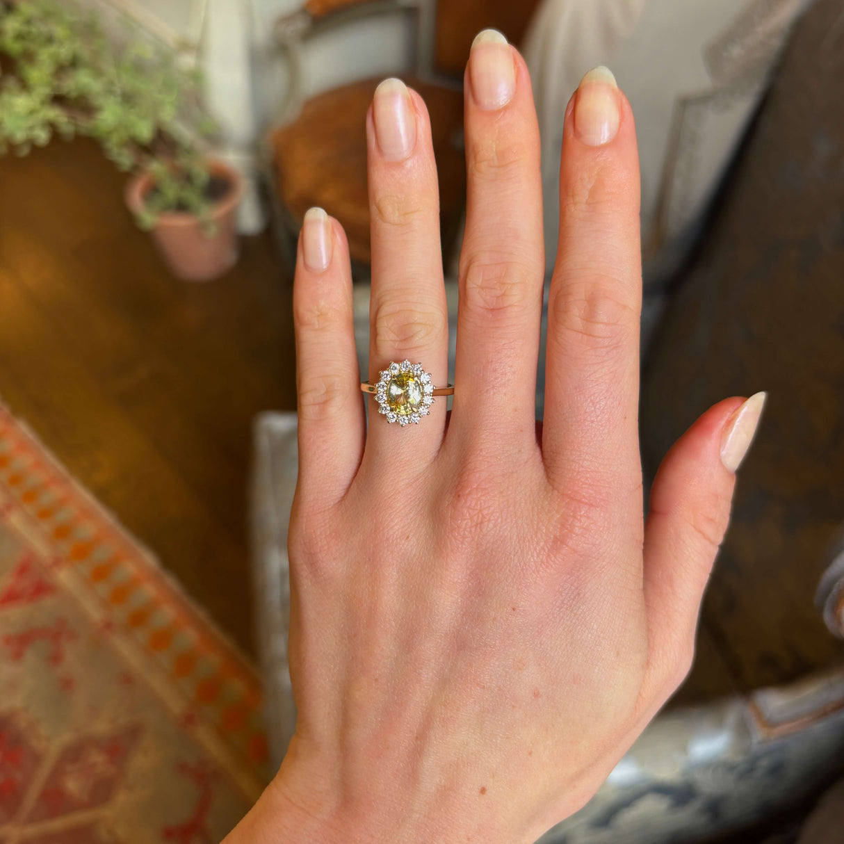 Yellow Sapphire and Diamond Engagement Ring