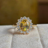 Yellow Sapphire and Diamond Engagement Ring