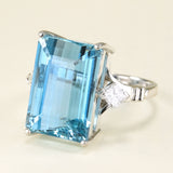 Vintage, 1980s aquamarine and diamond cocktail ring