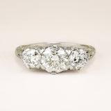 Antique, Edwardian diamond three-stone ring
