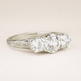 Antique, Edwardian diamond three-stone ring