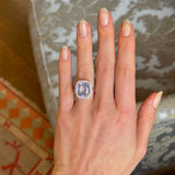 Blue Sapphire and Diamond Cluster Engagement Ring