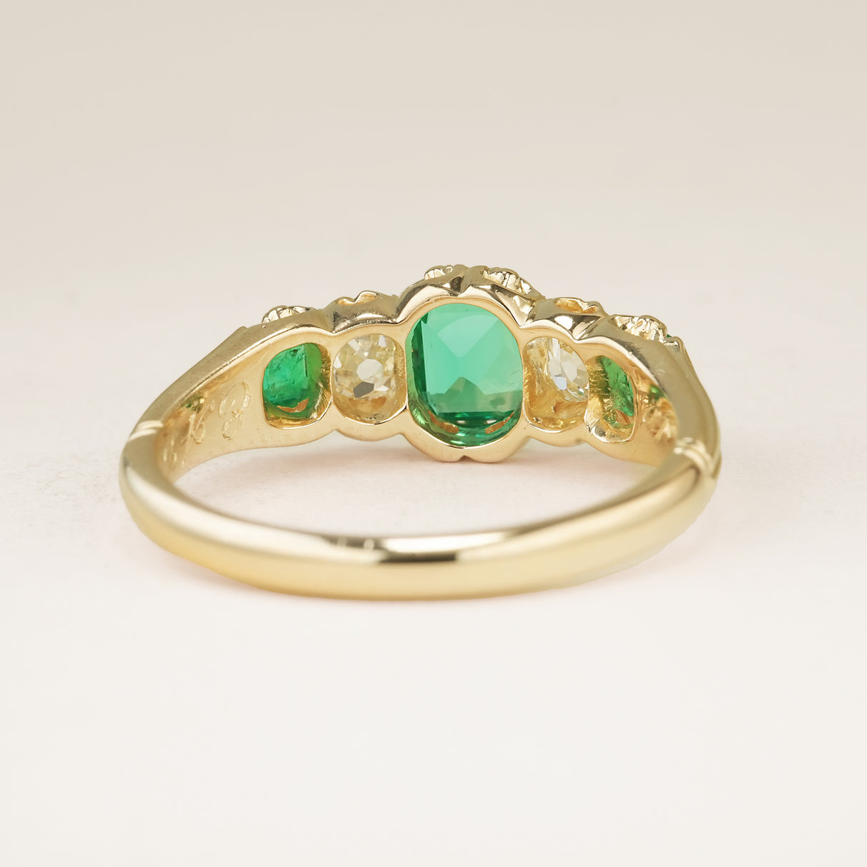 Antique, Victorian emerald and diamond five-stone ring