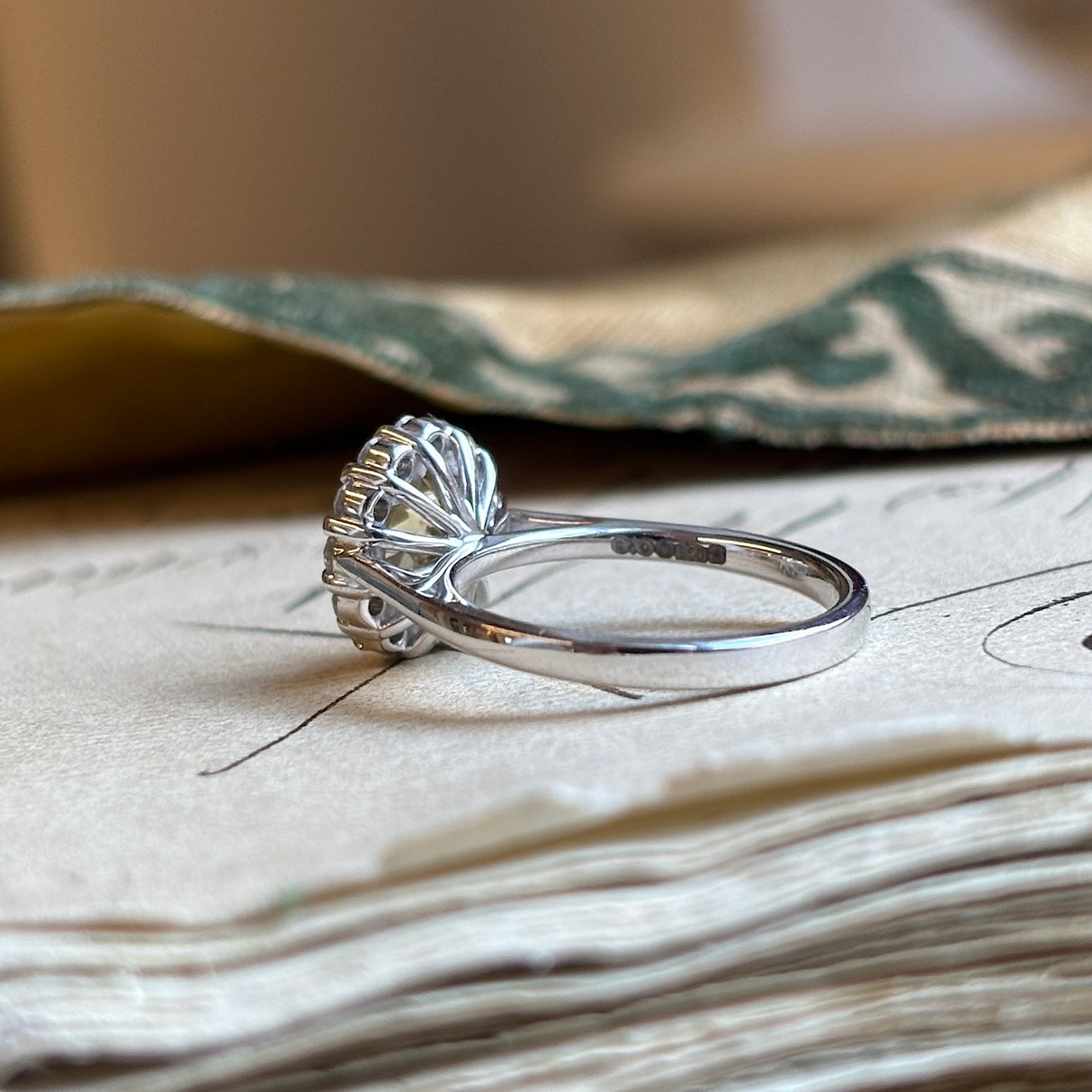Oval-cut yellow sapphire & diamond cluster ring