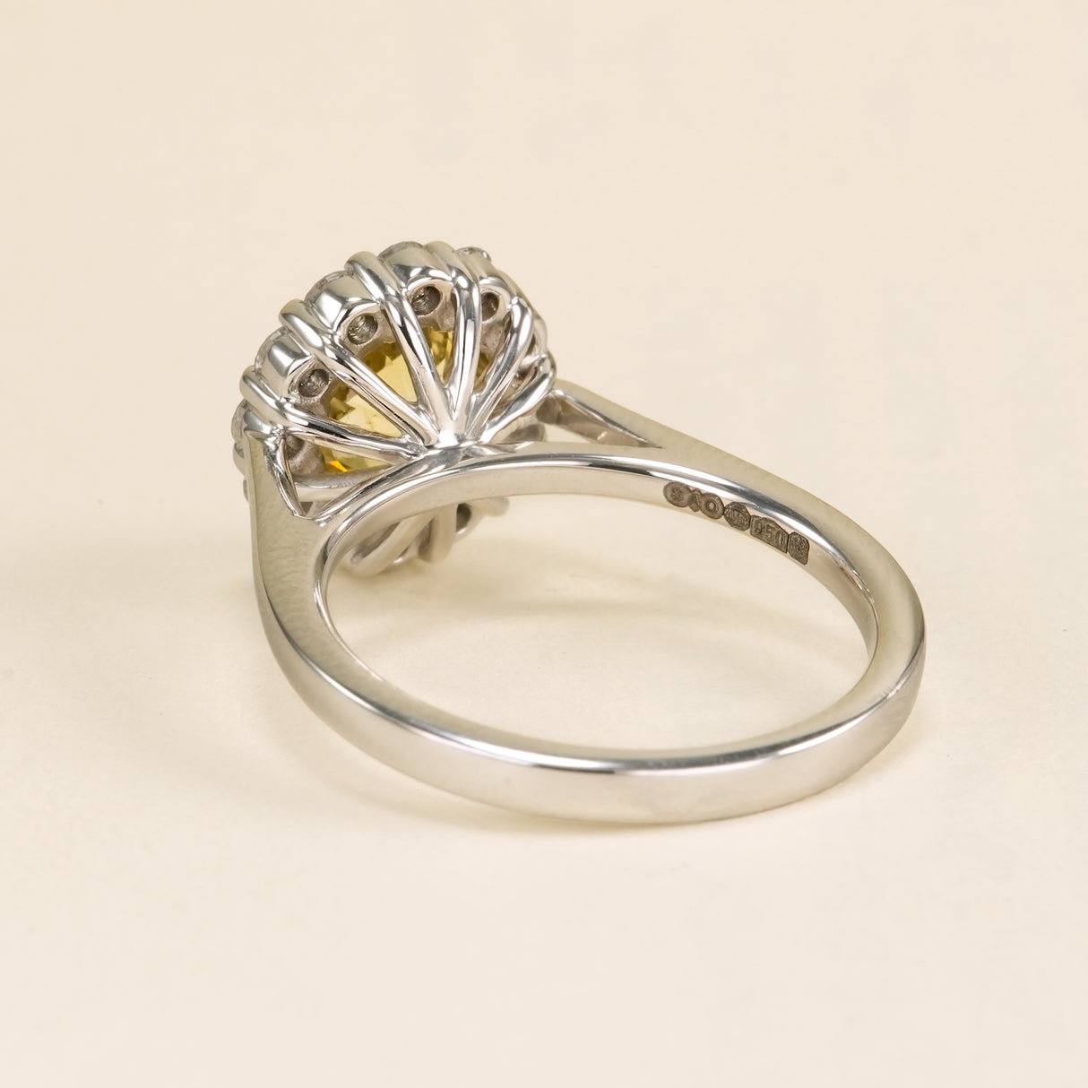Oval-cut yellow sapphire & diamond cluster ring