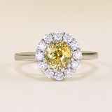 Oval-cut yellow sapphire & diamond cluster ring