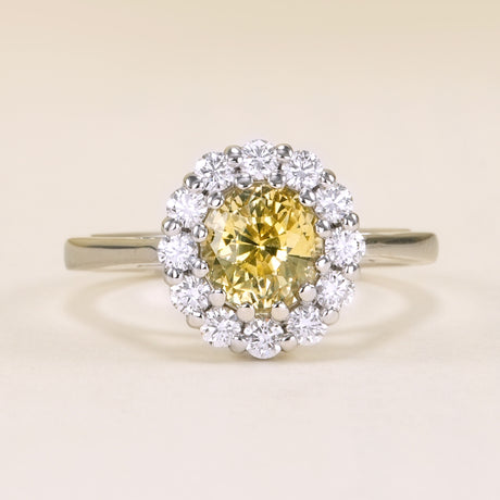 Oval-cut yellow sapphire & diamond cluster ring
