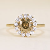 1.40ct Smokey-brown diamond and white diamond cluster ring