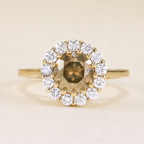 1.40ct Smokey-brown diamond and white diamond cluster ring