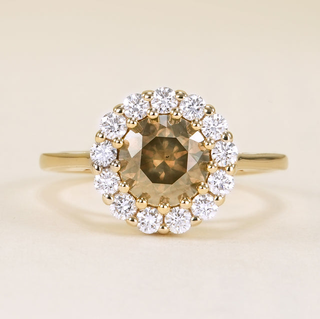 1.40ct Smokey-brown diamond and white diamond cluster ring