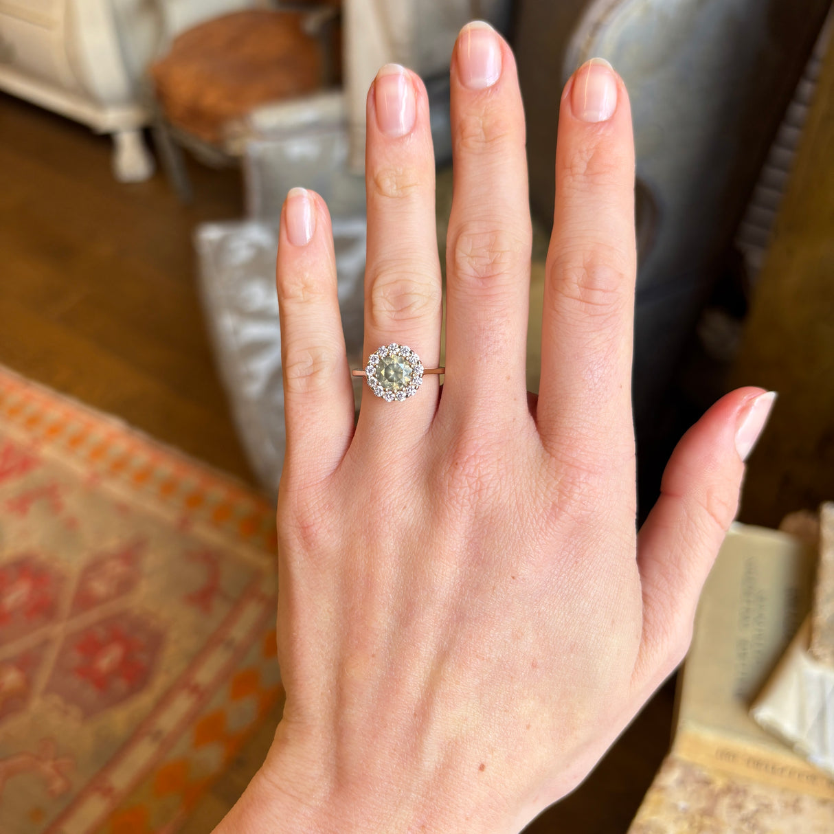 Smokey-brown diamond cluster ring