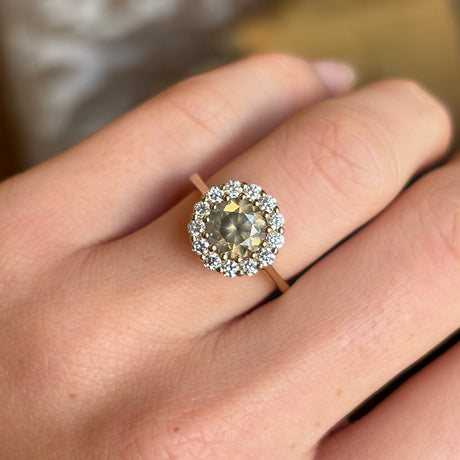 Smokey-brown diamond cluster ring